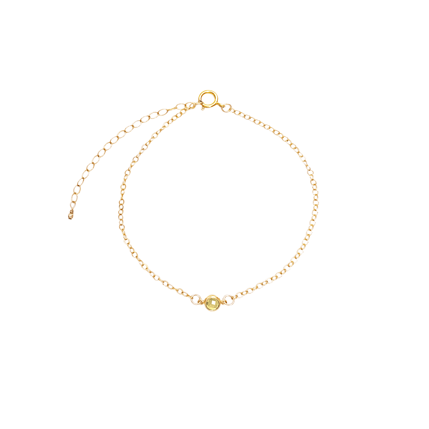 Gold bracelet on a white background