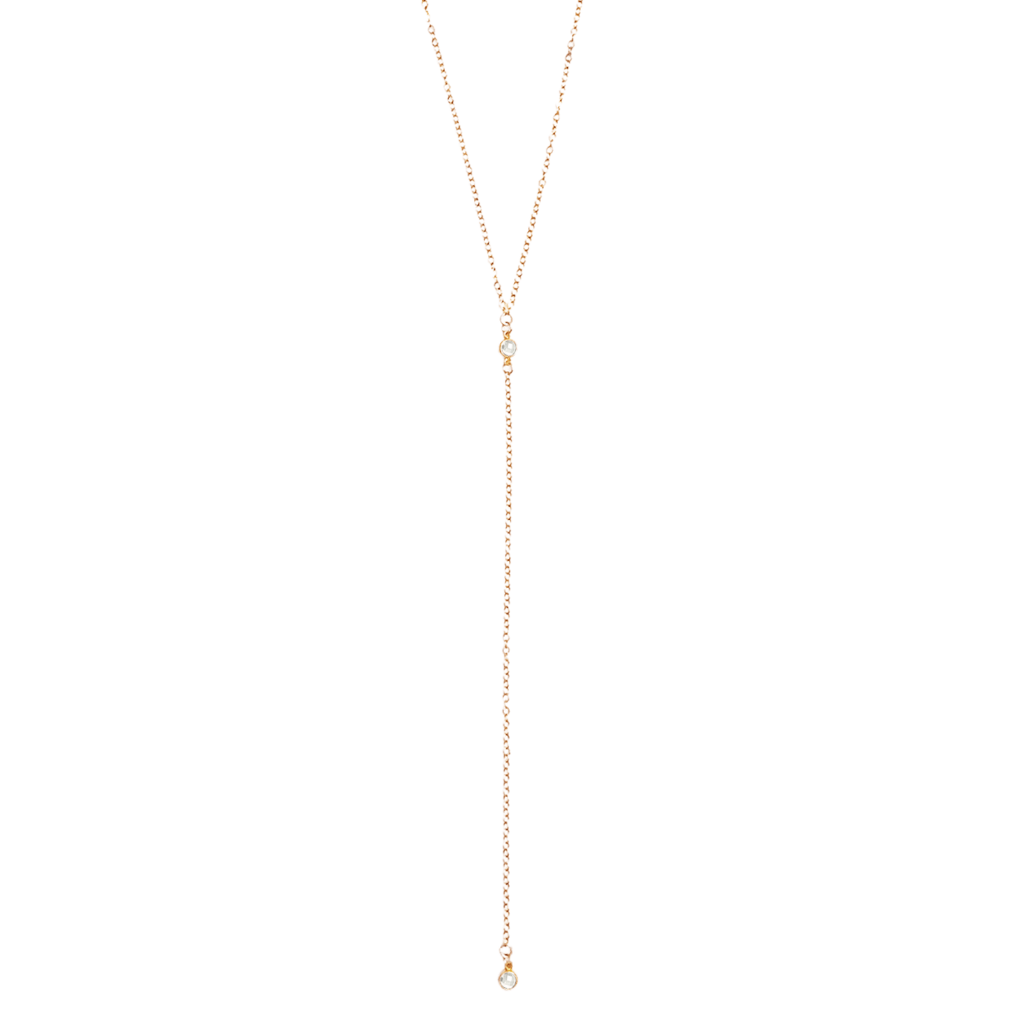 Gold necklace on a white background