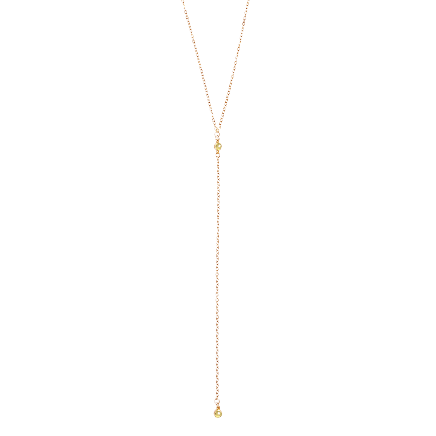 Gold necklace on a white background