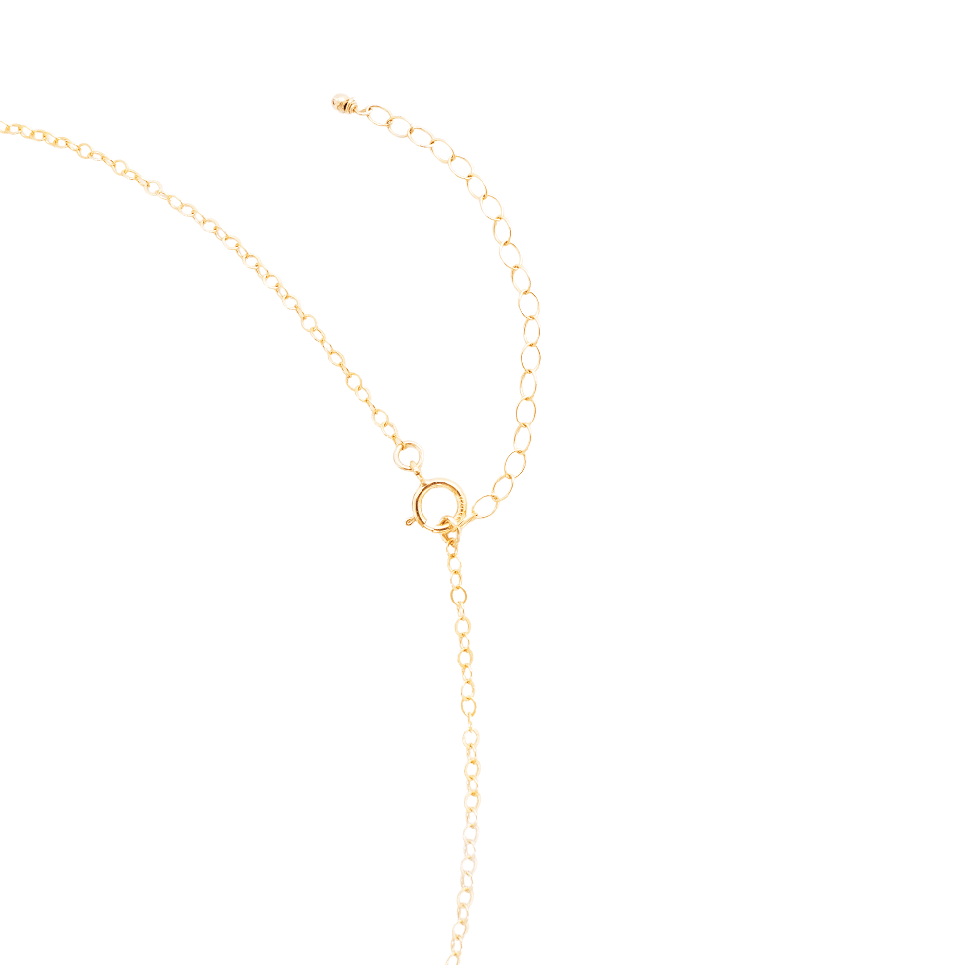 Gold necklace on a white background
