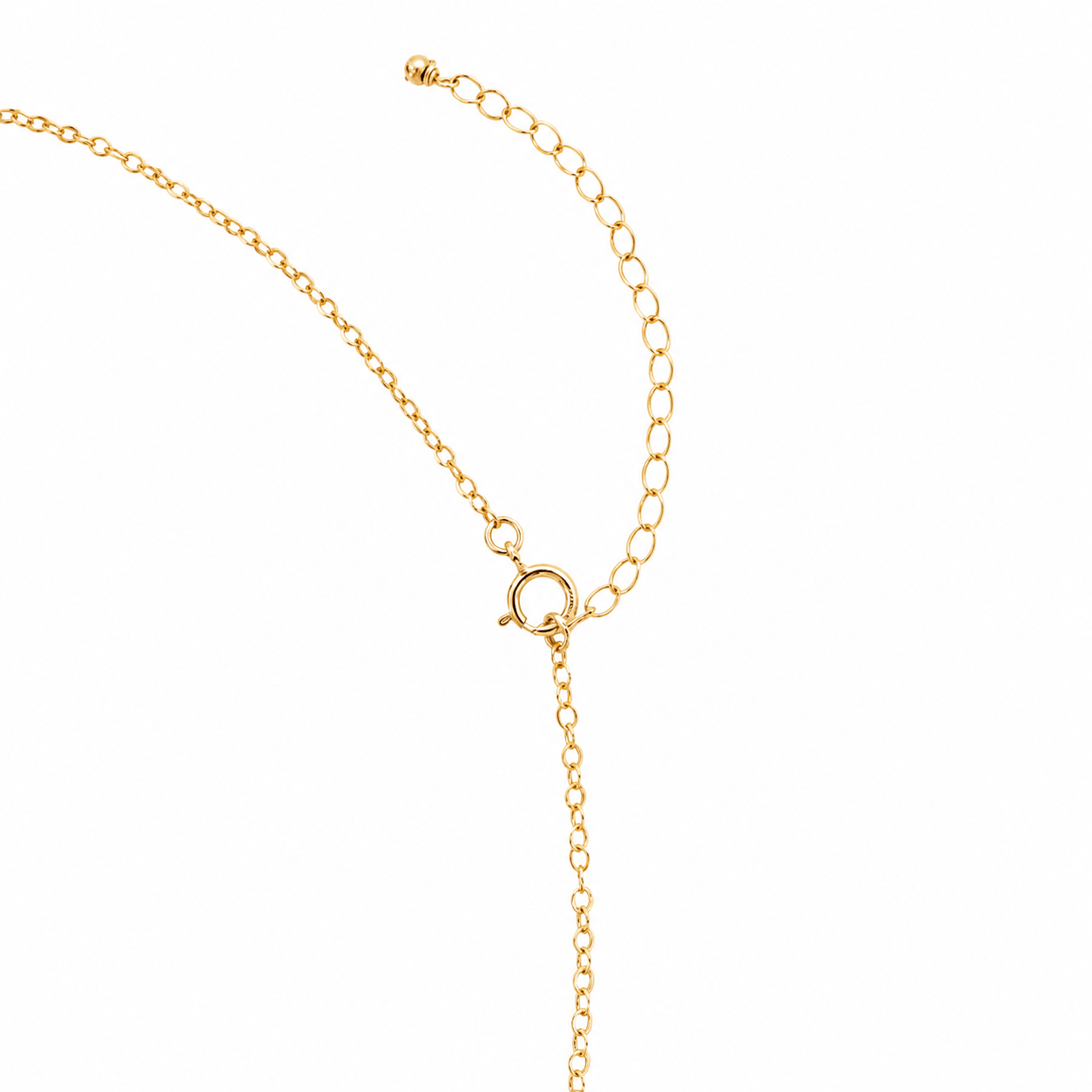 Gold necklace on a white background
